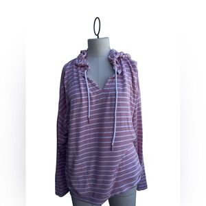 Time and Tru Pink and White Striped Hoodie